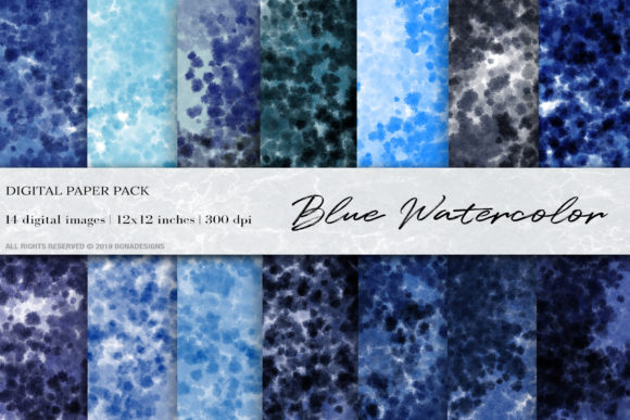 Blue Watercolor Ink Digital Papers