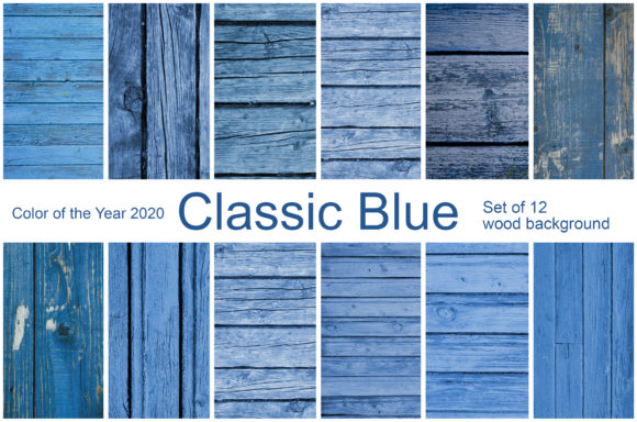 Classic Blue. Set of 12 Wood Background