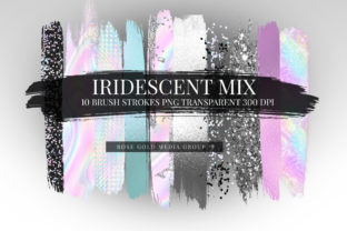 Iridescent Hologram Brushes and Brush Strokes Clip Art: A Digital Design Resource for Creatives