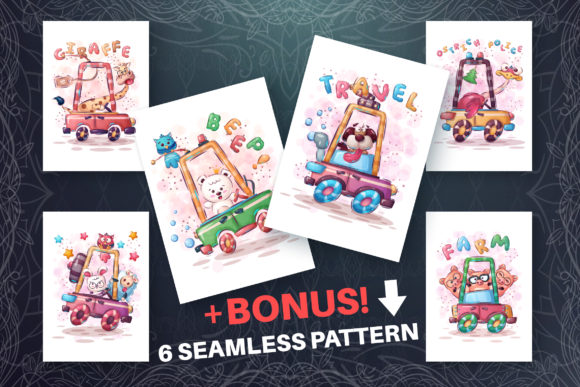 Set Cute Animals - for Print T-shirt